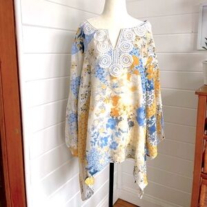 ZAC & RACHEL Size 2X “Boho” style Top with embroidered detailing on chest